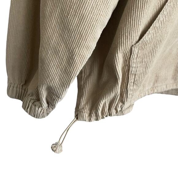Le Lis Women‎ Top M Beige Collared 1/4 Zip Popover Corduroy Shacket Gorpcore - Picture 7 of 16